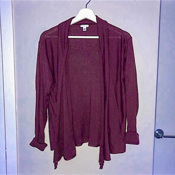 BP Cardigan Sweater Dark Red Soft Cozy Maroon Wine Open Front Burgundy Medium - Picture 1 of 6